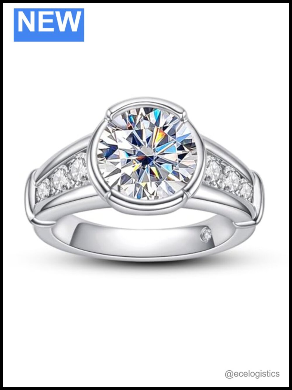 Moissanite Engagement Ring S925 Sterling Silver Wedding Band Set